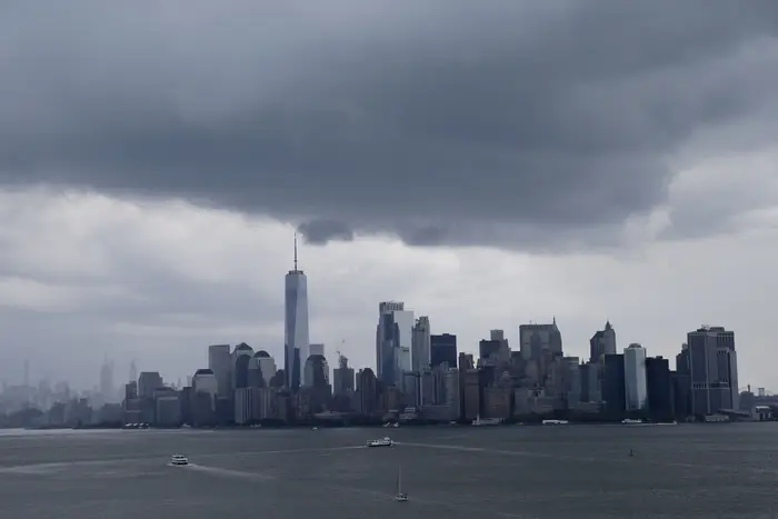 Rain over New York City.